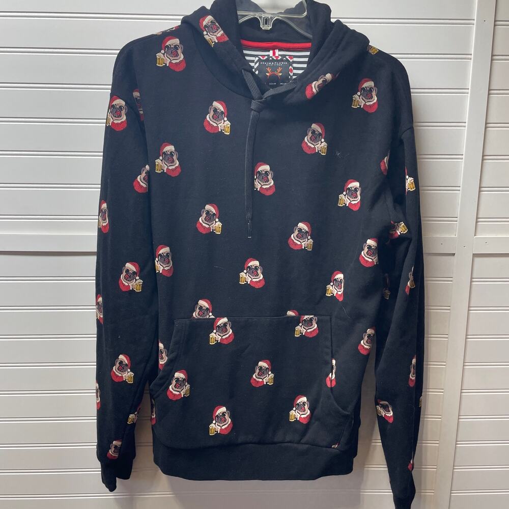 Denim & Flower Christmas Dog W/Beer Hoodie Sweatshirt